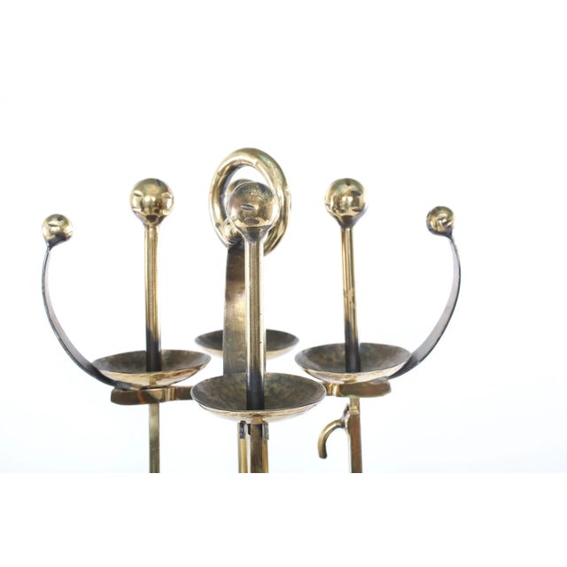 Brass Mid 20th Century European Brass Fireplace Tool Accessories For Sale - Image 8 of 11