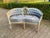 1950s French Louis XVI Gilt Beech Blue Damask Settee For Sale - Image 18 of 18