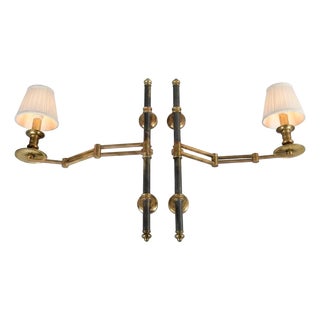 Vintage French Brass Swing-Arm Wall Lamps from Maison Jansen, 1960s For Sale