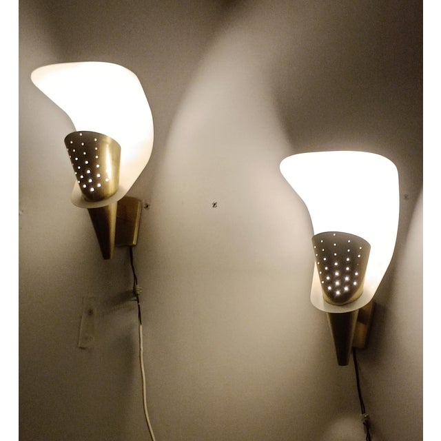Gold Vintage Wall Lights by Metalarte, 1960s, Set of 2 For Sale - Image 8 of 12