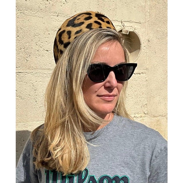 Vintage Miss Alice Leopard Print Fur Pillbox Hat For Sale - Image 11 of 11