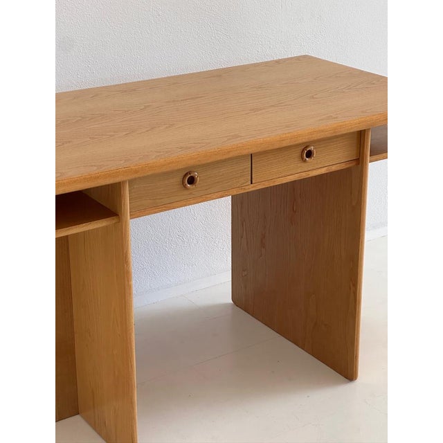 Brown Vintage Oak Desk with Drawers, 1970s For Sale - Image 8 of 14