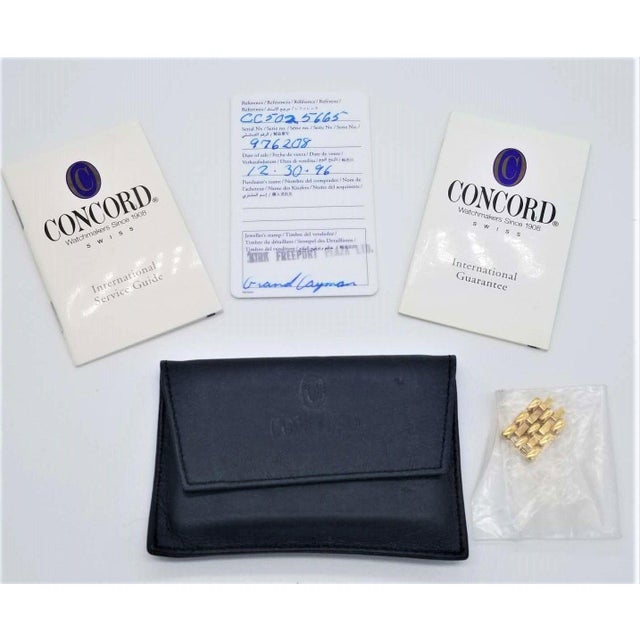 Metal 1990s Concord Venetto 18k Gold Women's Wristwatch With Certification For Sale - Image 7 of 8