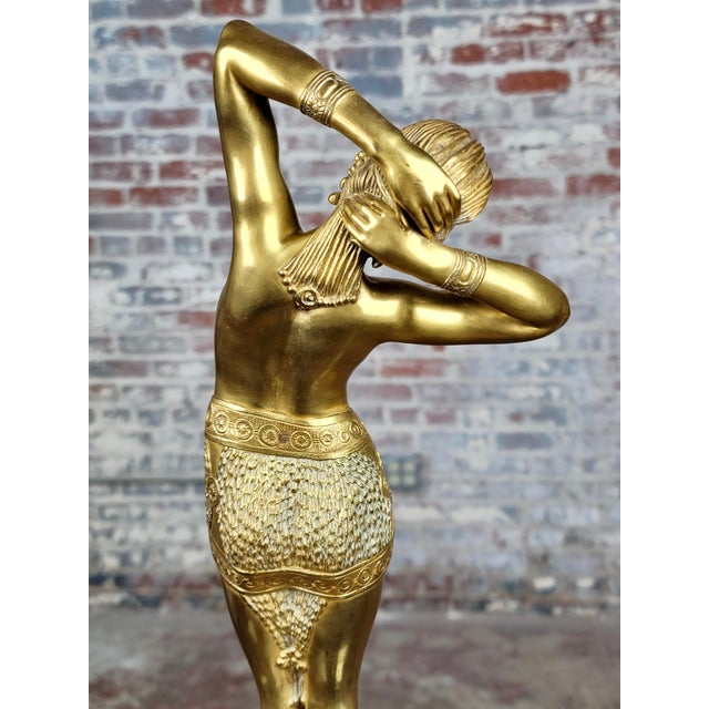 Metal Original 1920s French Art Deco Gilt Bronze Sculture For Sale - Image 7 of 11