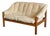 Teak Beige Loveseat Settee Sofa Lounge Upholstered Furniture in Style of Domino Mobler Denmark 1960s For Sale