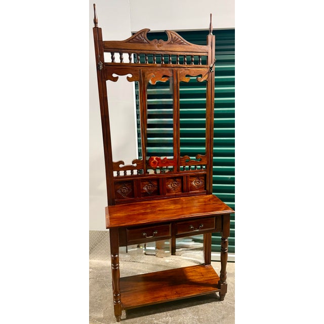 Mid 20th Century Mahogany Hall Tree With Mirror For Sale - Image 10 of 12