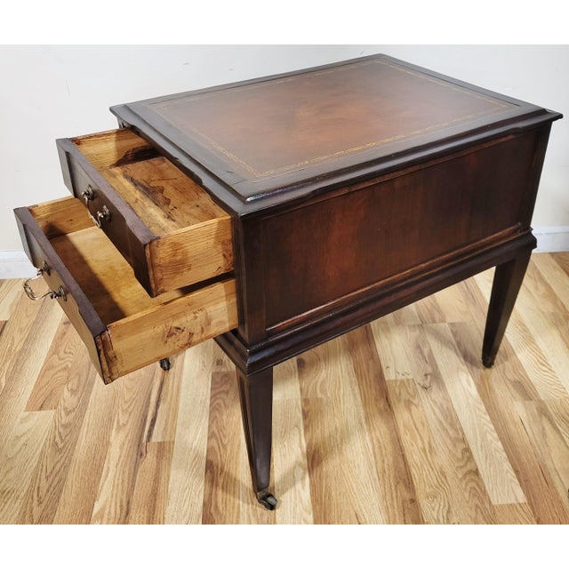 Vintage American English Style Mahogany & Leather Night End Sofa Table For Sale - Image 13 of 14
