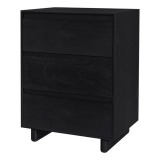 Halmstad 22 in. W Rectangular Wood Panel 3 Drawer Narrow Nightstand, Black For Sale