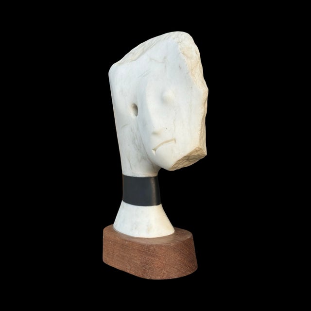 1980s Vintage Modern Abstract Marble Head Sculpture by R. T. Thomas For Sale - Image 5 of 6