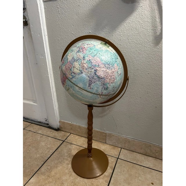 Vintage Globemaster Replogle Globe With Wood/Metal Stand For Sale - Image 4 of 6