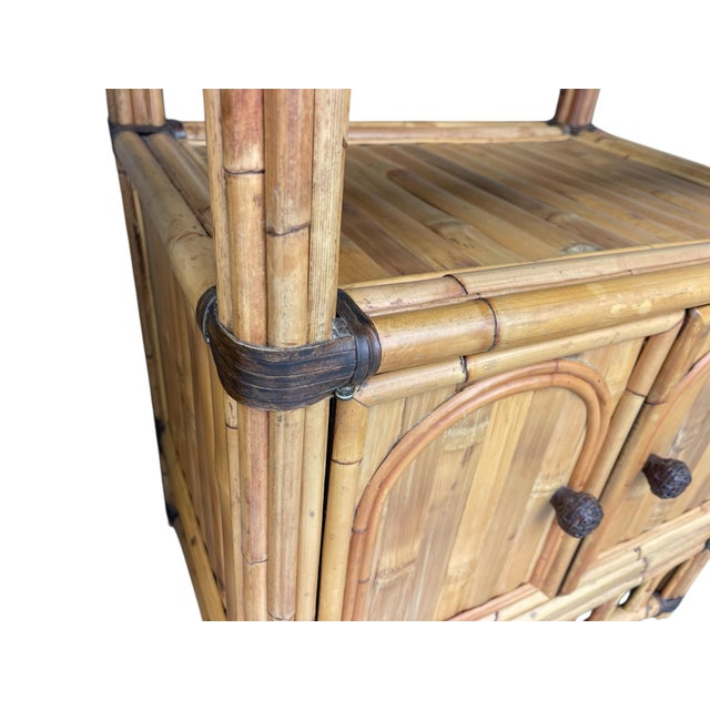 Vintage Split Bamboo Nightstands, a Pair, Coastal, Boho / Hollywood Regency, Organic For Sale - Image 11 of 12