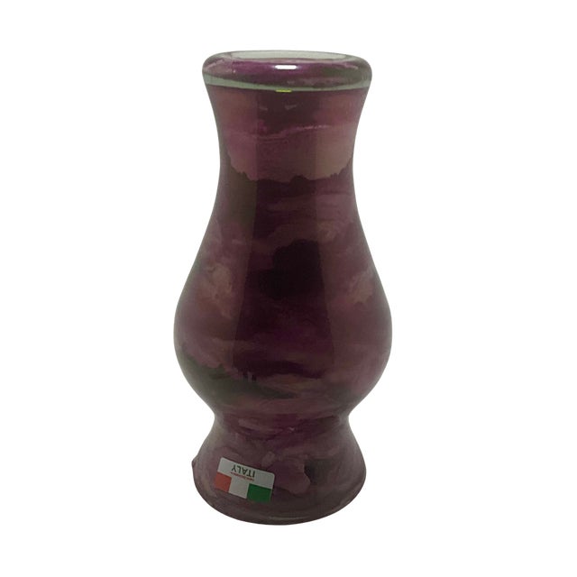 Glass Italian Hand-Painted Marbled Glass Vase For Sale - Image 7 of 10