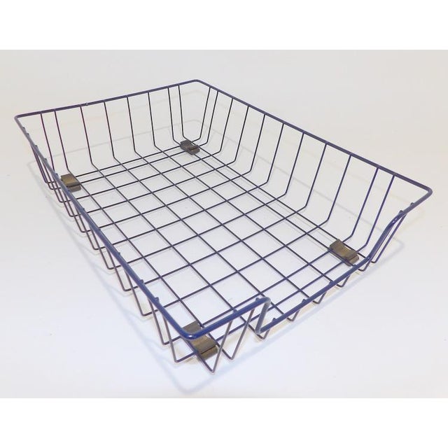 Vintage Matte Navy Blue Wire Desktop File Sorter Chairish