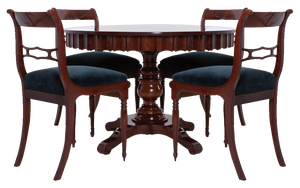 Biedermeier Round Dining Table and Chairs, 19th Century, Set of 5