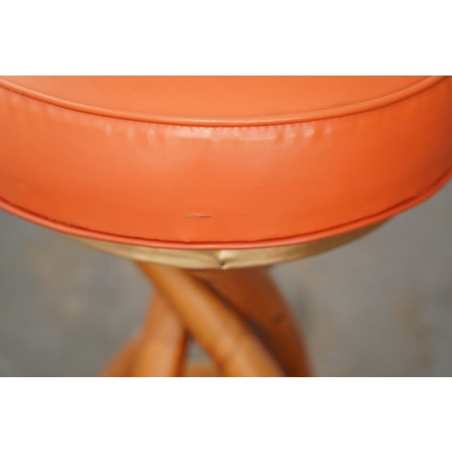 Set of 4 Mid Century Coastal Rattan Tiki Counter Stools Attrib Paul Frankl For Sale - Image 9 of 12