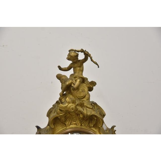 French Very Large French Bronze Mantel Clock For Sale - Image 3 of 15