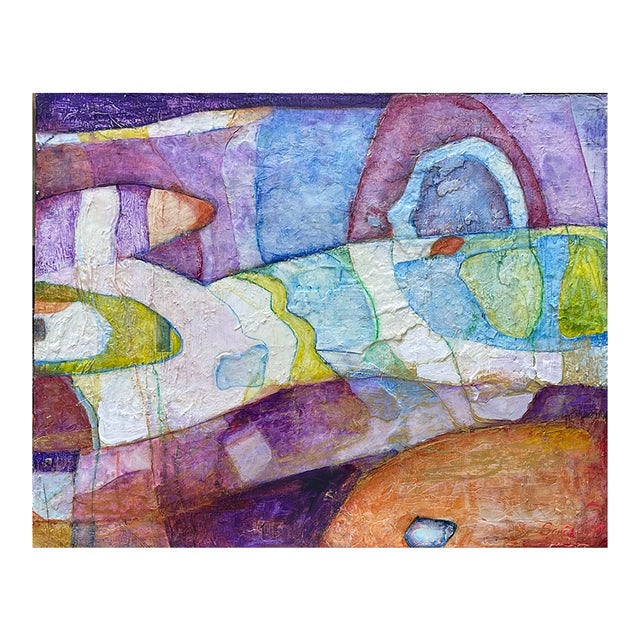 "Burst of Joy" Original Modern Abstract Colorful Mixed Media Painting by Artist Sonia Gold For Sale