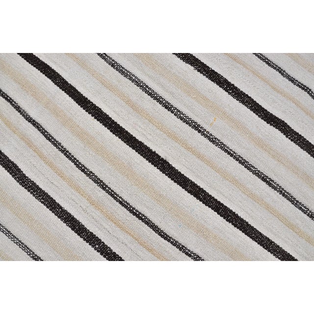 Textile 1960s Organic Hemp Anatolian Striped Designer Modern Kilim Rug For Sale - Image 7 of 11