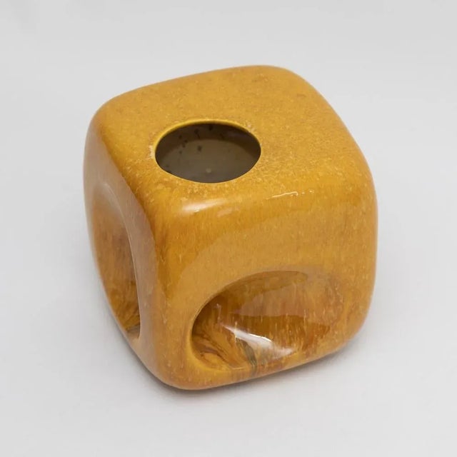 Mid-Century Modern Ceramic Cube Vase from Bertoncello Ceramiche, 1960s For Sale - Image 3 of 10