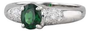 0.90ctw Green Tsavorite Garnet Diamond Ring 18k White Gold Size 6.75