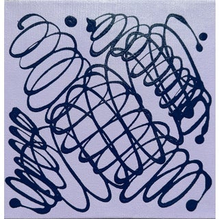 Erin Simon Original "Imperfections (Navy on Lilac)" Abstract Painting For Sale