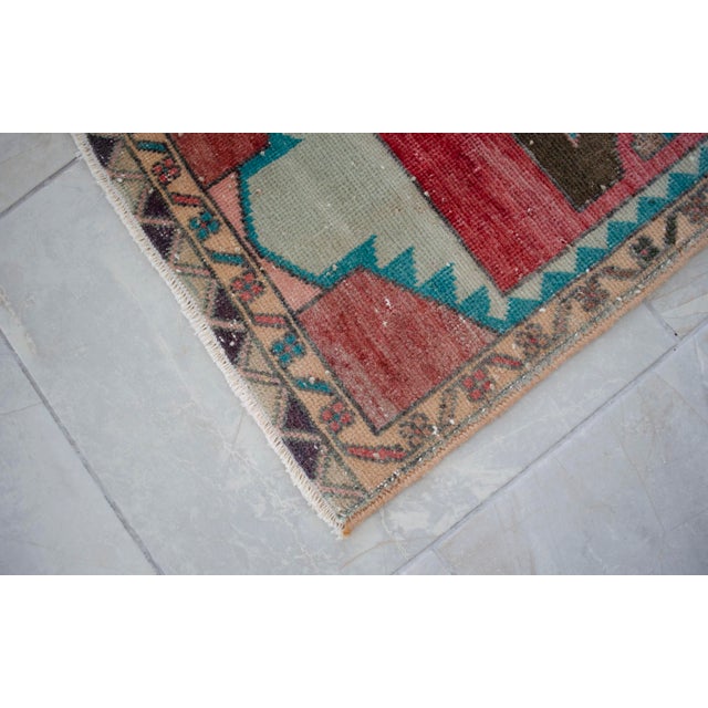 Red Hand Knotted Mat Small Oushak Rug - 1'4" X 2'7" For Sale - Image 8 of 14