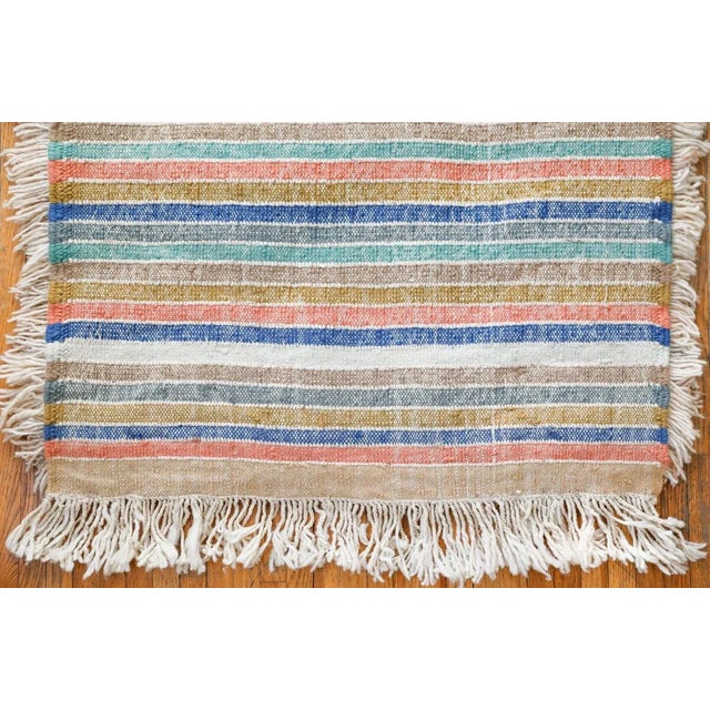 Reversible Ultra Shag Moroccan Wool Rug With Multicolor Stripe Back For Sale - Image 12 of 13