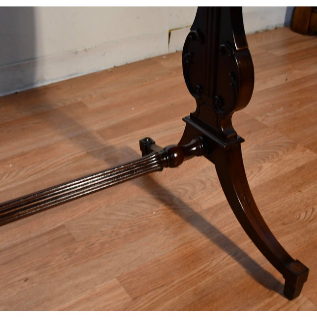 1930s English Regency Style Mahogany Lyre Base Drop-Leaf Sofa Table For Sale - Image 11 of 18