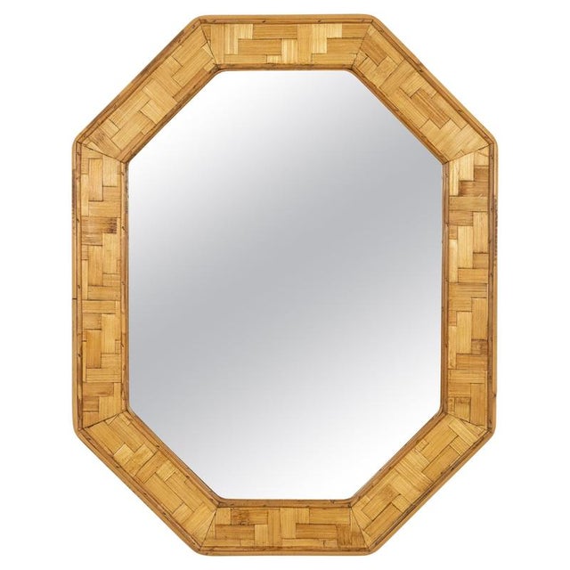 Mid-Century Wall Mirror Rattan and Bamboo Vivai Del Sud Style, Italy, 1970s For Sale - Image 12 of 12