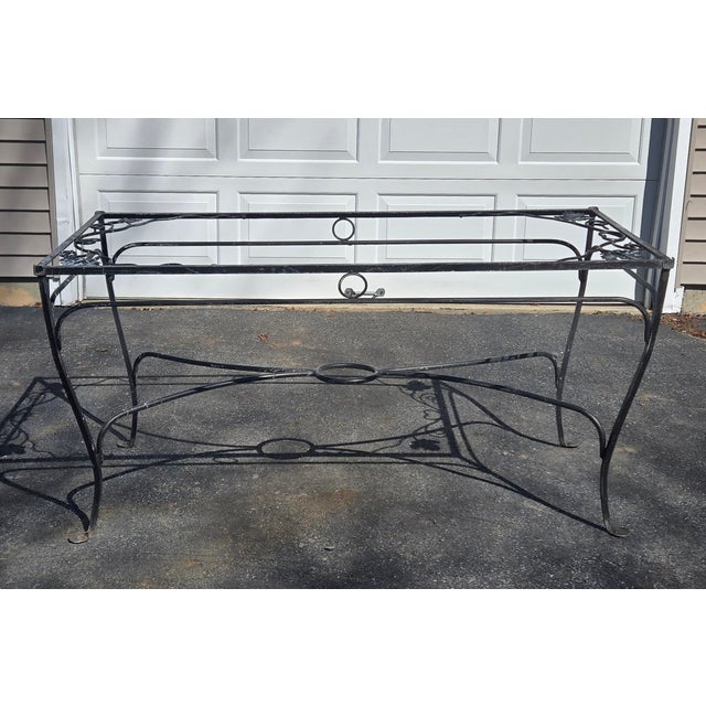 John Salterini Vintage Salterini Wrought Iron Dining Table Base For Sale - Image 4 of 11