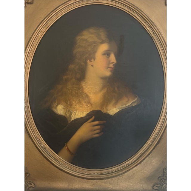 Portraiture Antique Oil on Canvas Spatal Gilt Frame, Vienna, Signed 1870 For Sale - Image 3 of 16