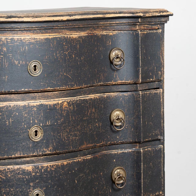 Wood 18th Century Black Danish Oak Chest of Four Drawers For Sale - Image 7 of 15