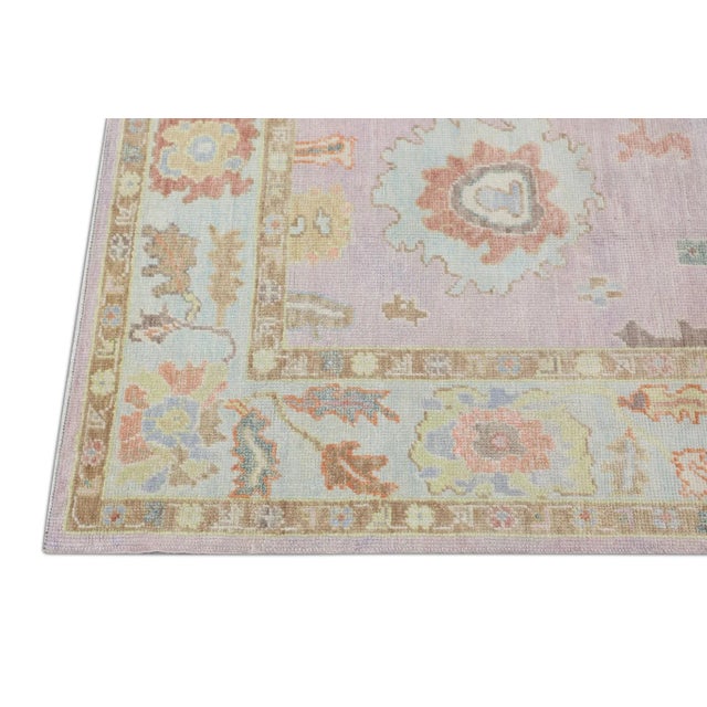 Early 21st Century Early 21st Century Pink Multicolor Handwoven Turkish Oushak Rug 6'2" X 8'10" For Sale - Image 5 of 9