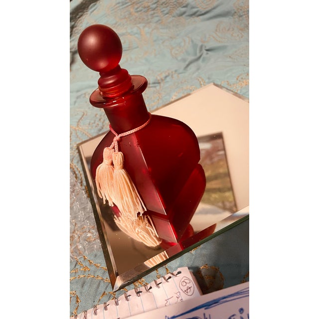 1970s Vintage Red Glass Apothecary Jar/Decanter For Sale - Image 5 of 5