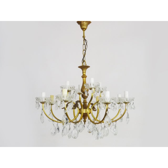 Vintage Bronze Suspension Chandelier with 12 Lights, 1960s For Sale - Image 11 of 11