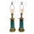 Mid 20th Century Hollywood Regency Turquoise Ceramic & Brass Column Lamps - A Pair For Sale