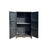 Vintage Oriental Black Lacquer Color Flower Vases Graphic Storage Cabinet For Sale - Image 4 of 11