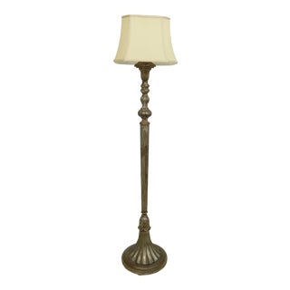 Italian Style Silver & Gold Gilt Wood Floor Lamp For Sale