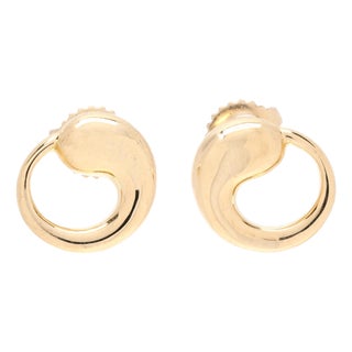 Tiffany & Co Elsa Peretti Stud Earrings, 18k Yellow Gold, A Pair For Sale