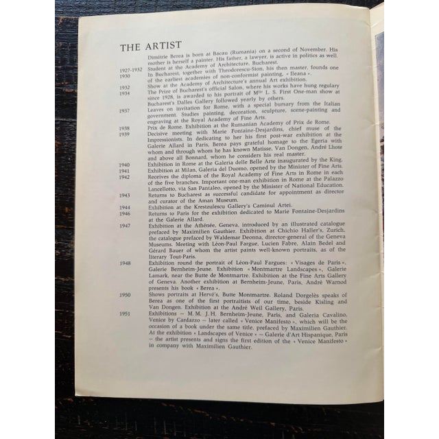 Program for Dimitrie Berea Exhibition at n.m. Acquavella Galleries in New York in 1963 For Sale - Image 9 of 11