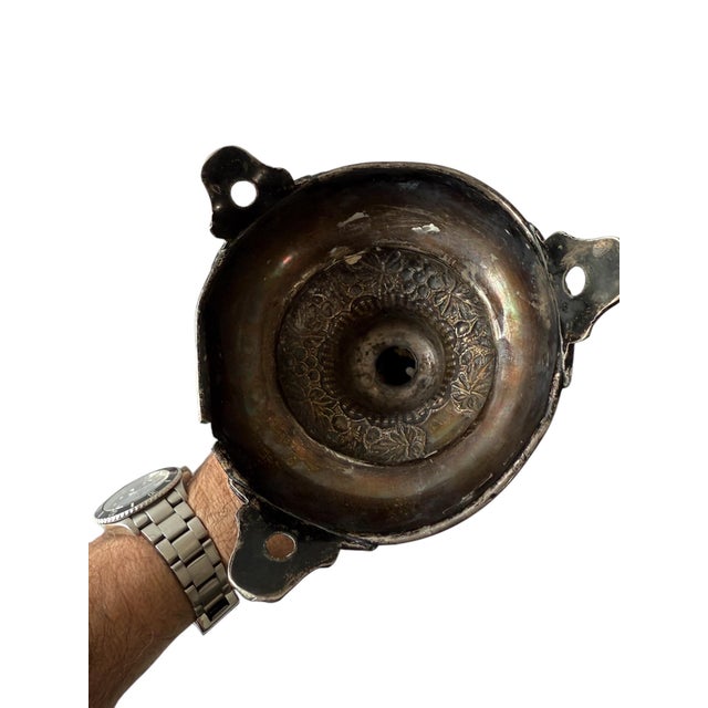 Rare 19th C. Antique Silver Judaica Shabbat Candlesticks Polish Szekman For Sale - Image 15 of 18