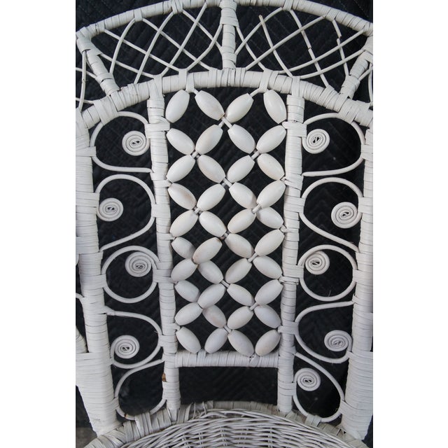 Early 20th Century Antique Victorian White Painted Wicker Rattan Boho Chic Peacock Armchair For Sale - Image 5 of 13