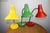 Adjustable Desk Lamps in Painted Green, Red and Yellow Metal and Chrome-Plated Spiral Arms from Tep, 1980s, Set of 3, in...
