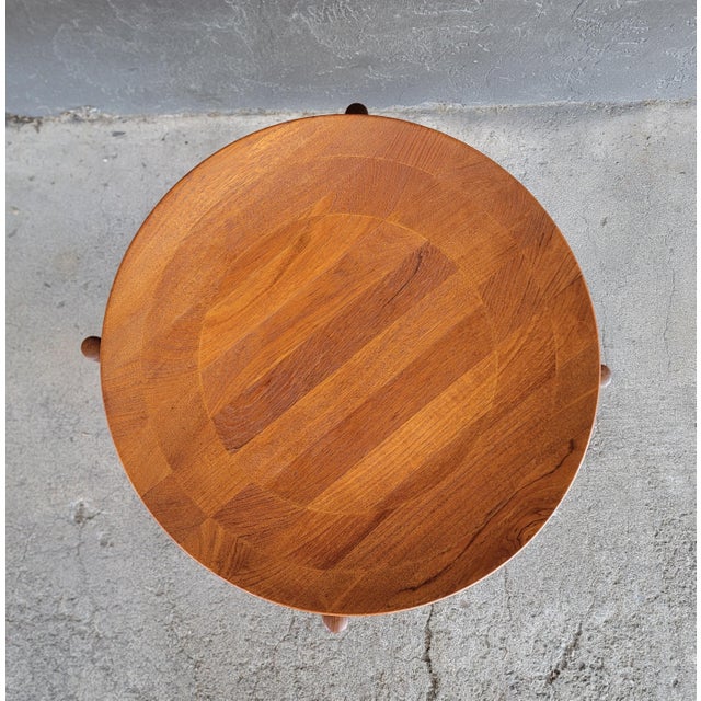 Mid-Century Modern Round Teak End Table Attributed to Jens Harald Quistgaard for Dux For Sale - Image 3 of 9