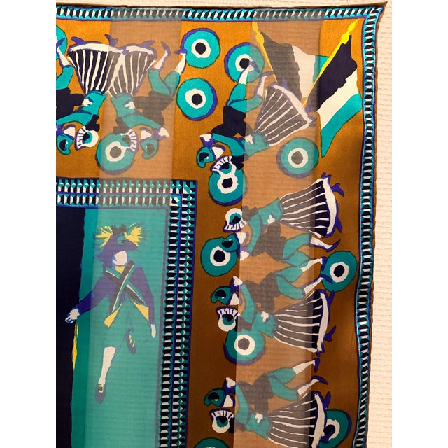 Folk Art Lanvin the Revolutionaries 1990 Silk Scarf For Sale - Image 3 of 9