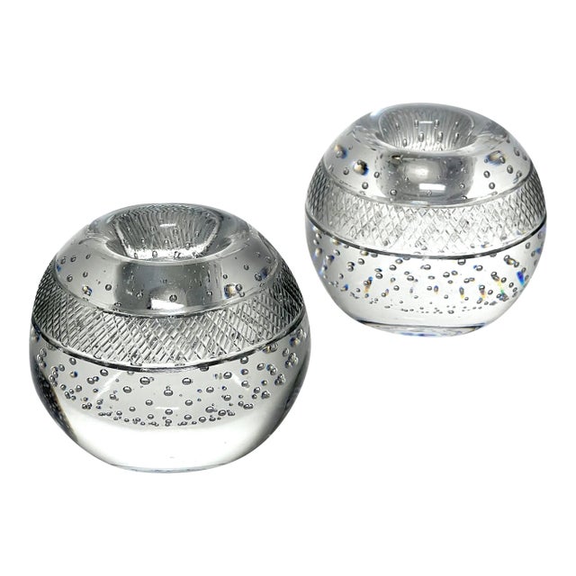 Vintage English Bullicante Bubble Glass Matchstrikers- a Pair For Sale