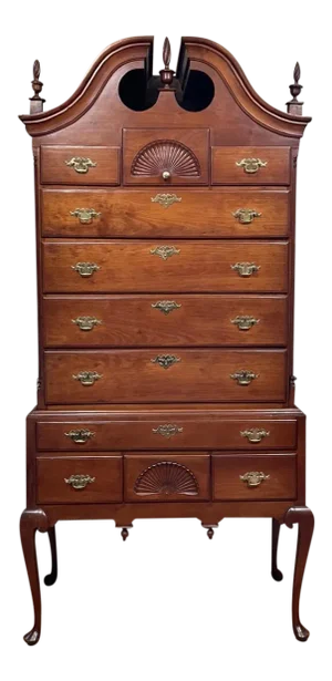 Antique Chippendale Mahogany Bonnet-Top Highboy