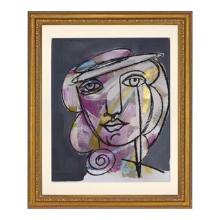 Contemporary Cubist Portrait Painting of a Woman For Sale