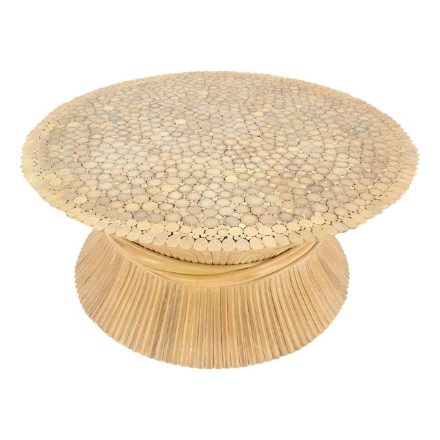 Sheaf of "Wheat" Style 36" Round c1970s Mid Century Modern Coffee Table MINT For Sale