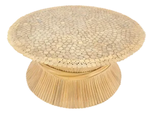 Sheaf of "Wheat" Style 36" Round c1970s Mid Century Modern Coffee Table MINT